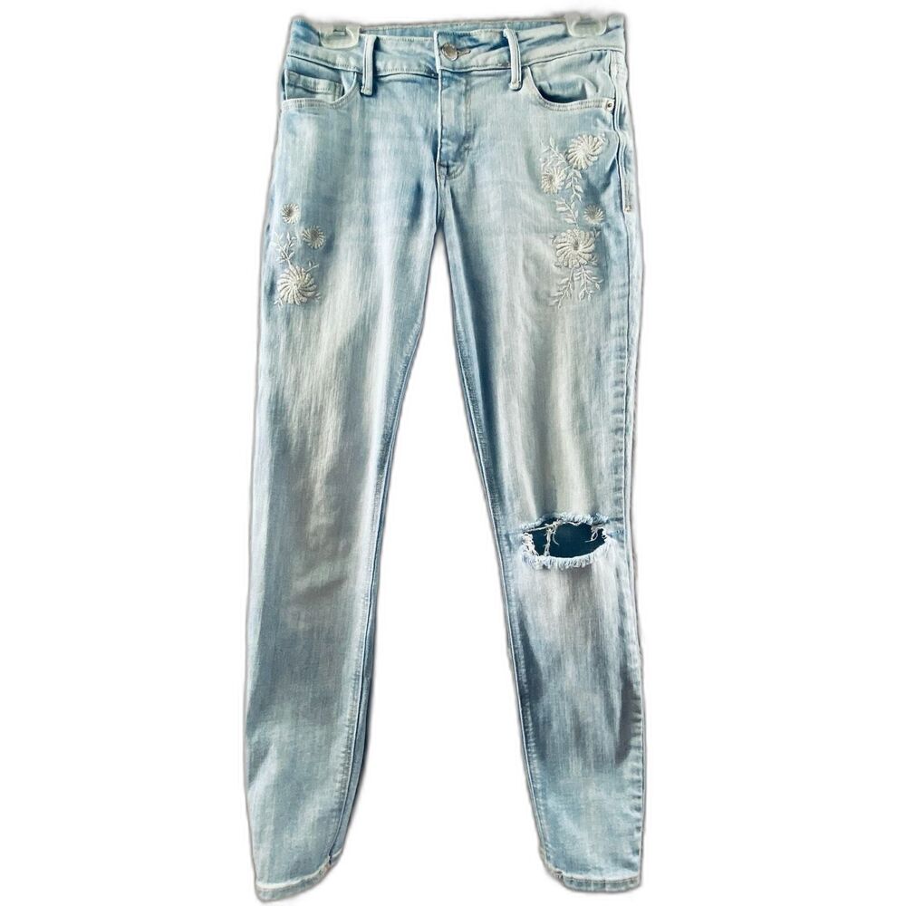 Old Navy Women’s Rockstar Super Skinny Jeans Mid Rise Blue Stretch Denim 28x28